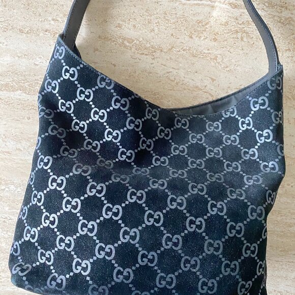Vintage Gucci Tom Ford-era Guccissima Suede Metal Handle Hobo Bag - Picture 4 of 14